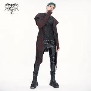 CT21802 Red punk hooded knitted men's jacket