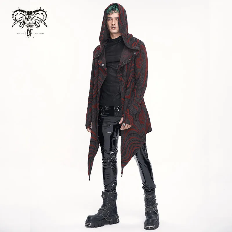 CT21802 Red punk hooded knitted men's jacket