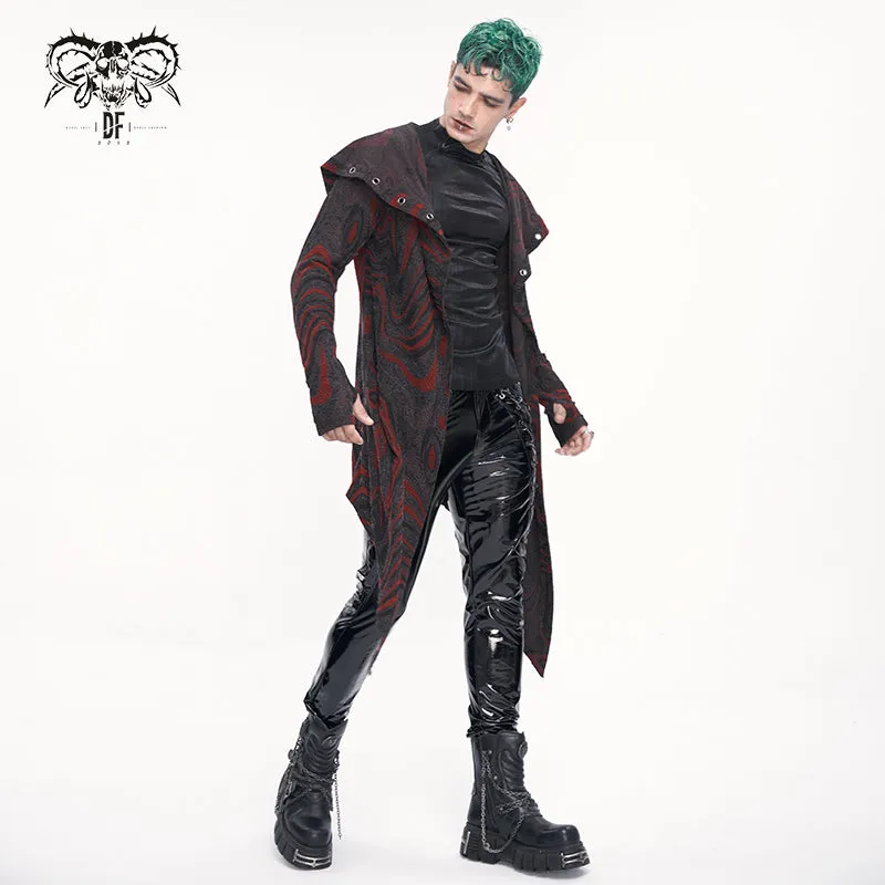 CT21802 Red punk hooded knitted men's jacket
