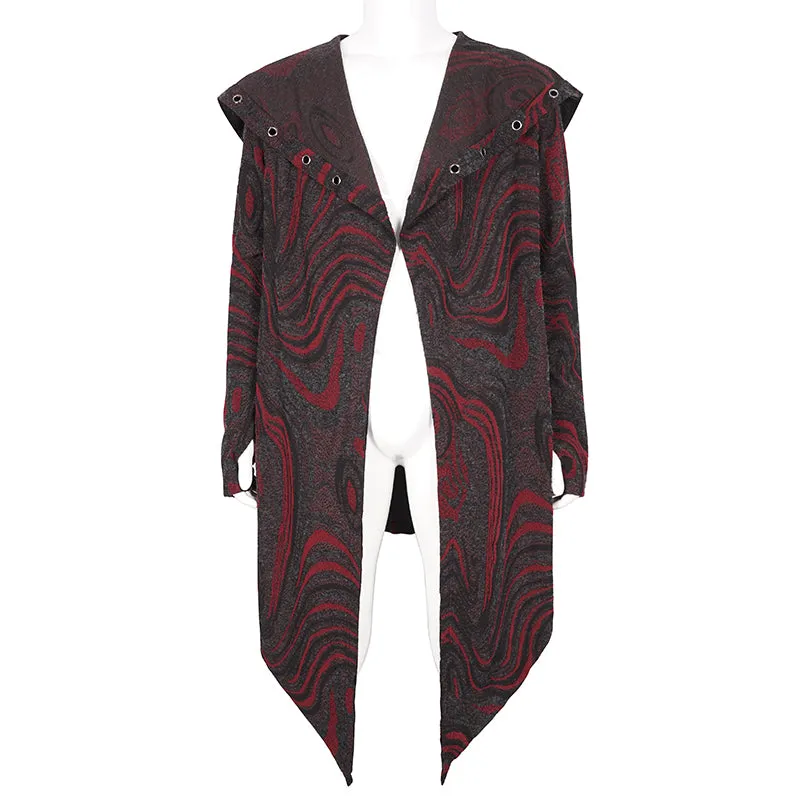 CT21802 Red punk hooded knitted men's jacket