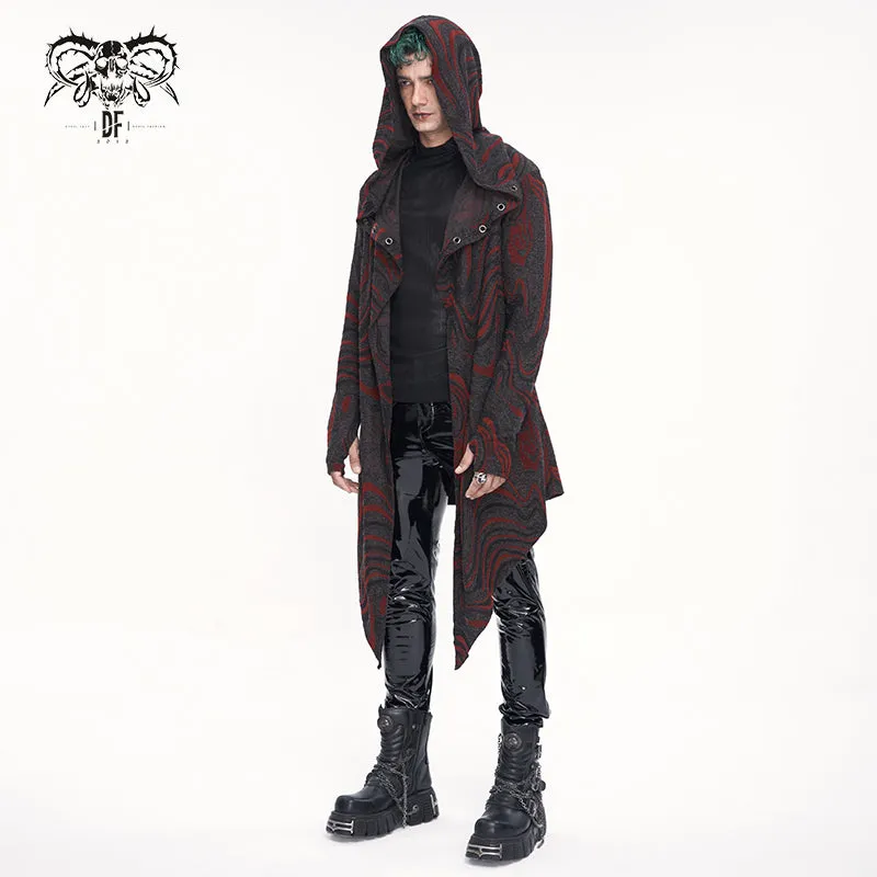 CT21802 Red punk hooded knitted men's jacket