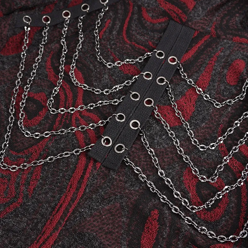 CT21802 Red punk hooded knitted men's jacket