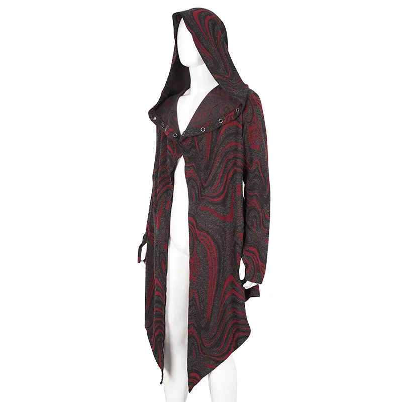 CT21802 Red punk hooded knitted men's jacket