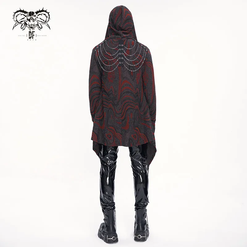 CT21802 Red punk hooded knitted men's jacket