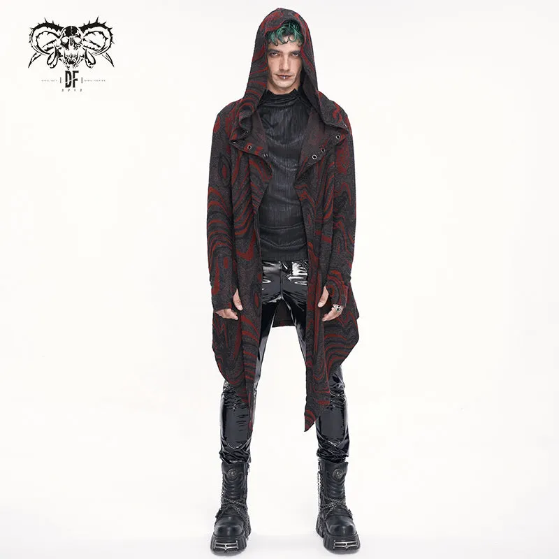 CT21802 Red punk hooded knitted men's jacket