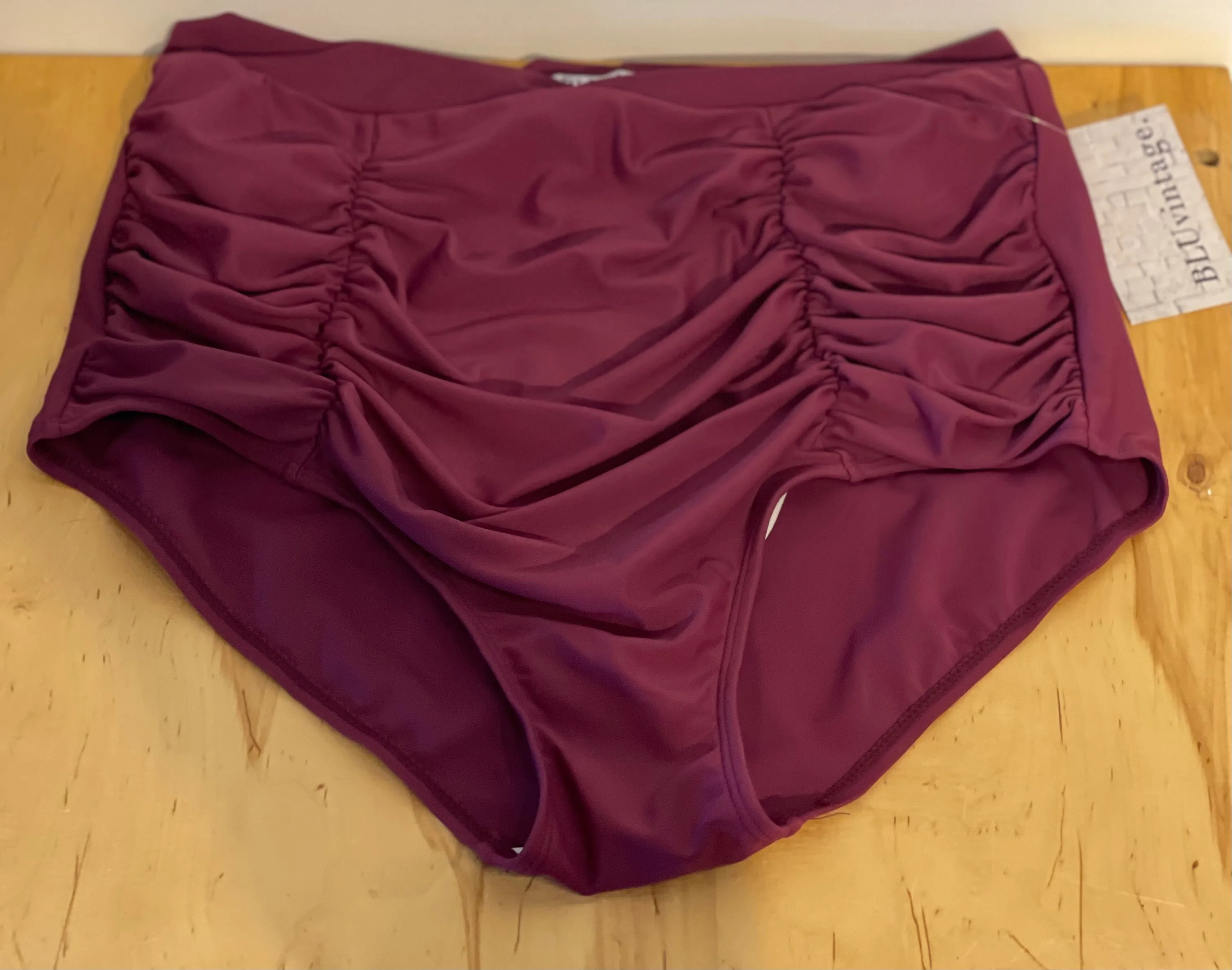 Dana Retro High Waist Swim Bottoms in Purple