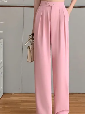 Debby Casual High Waist Pants-Pink