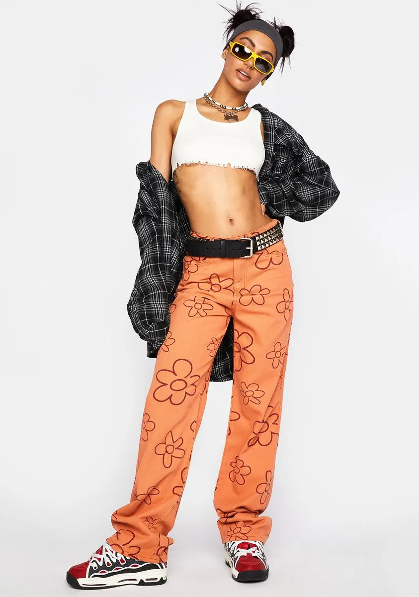 Deep Peach Wide Leg Pants