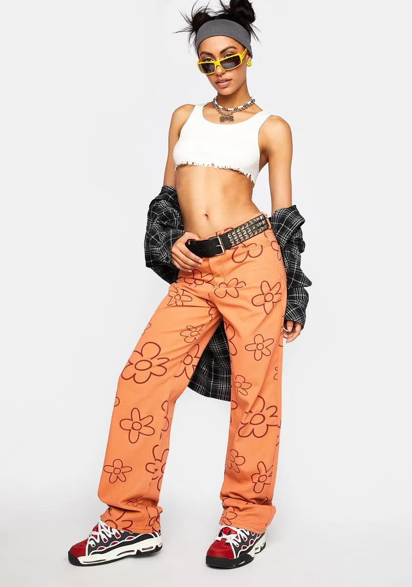Deep Peach Wide Leg Pants