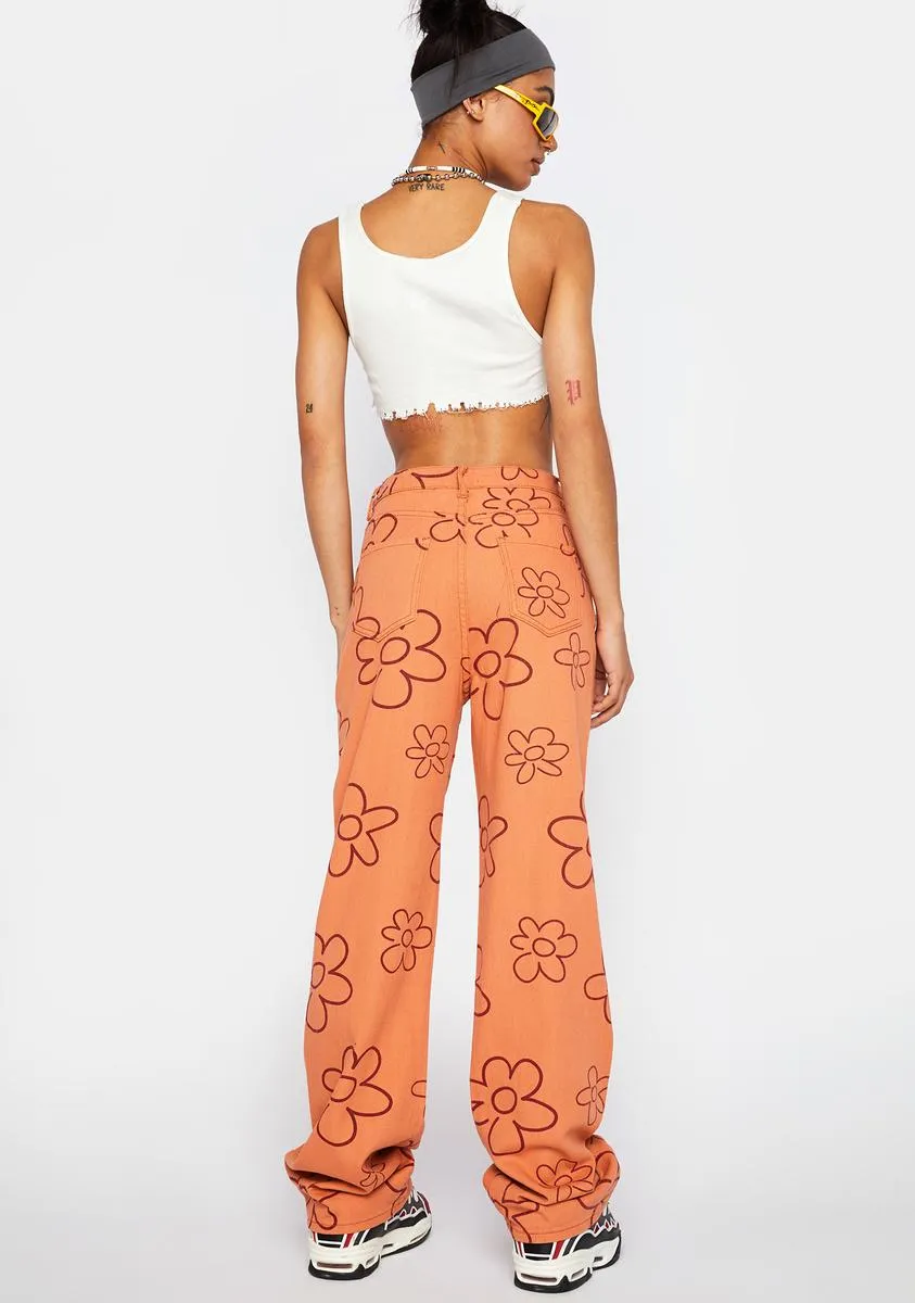 Deep Peach Wide Leg Pants