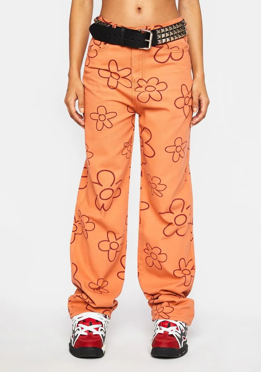 Deep Peach Wide Leg Pants