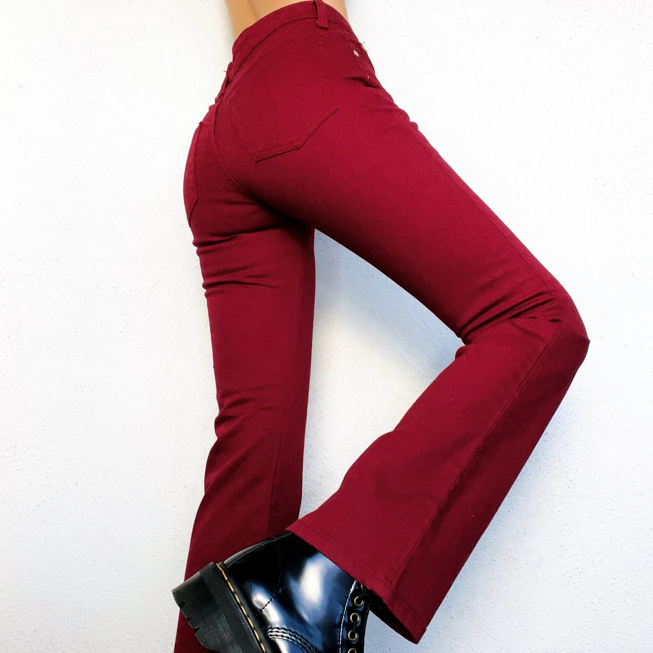 Deep Red Flare Pants