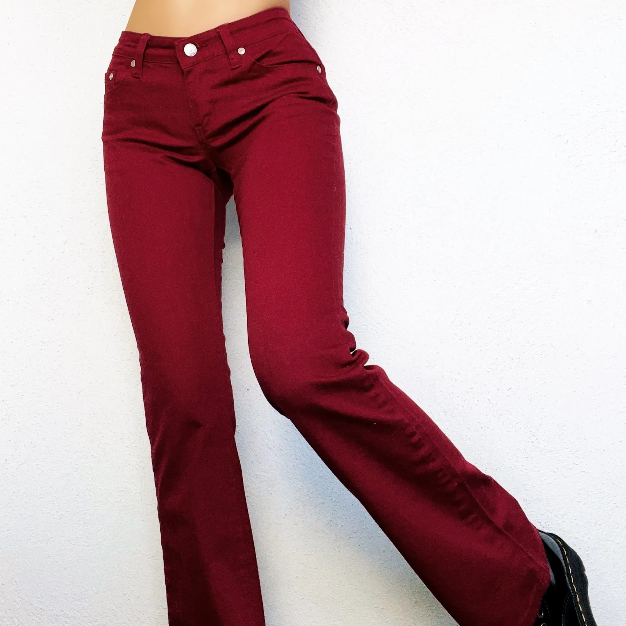 Deep Red Flare Pants
