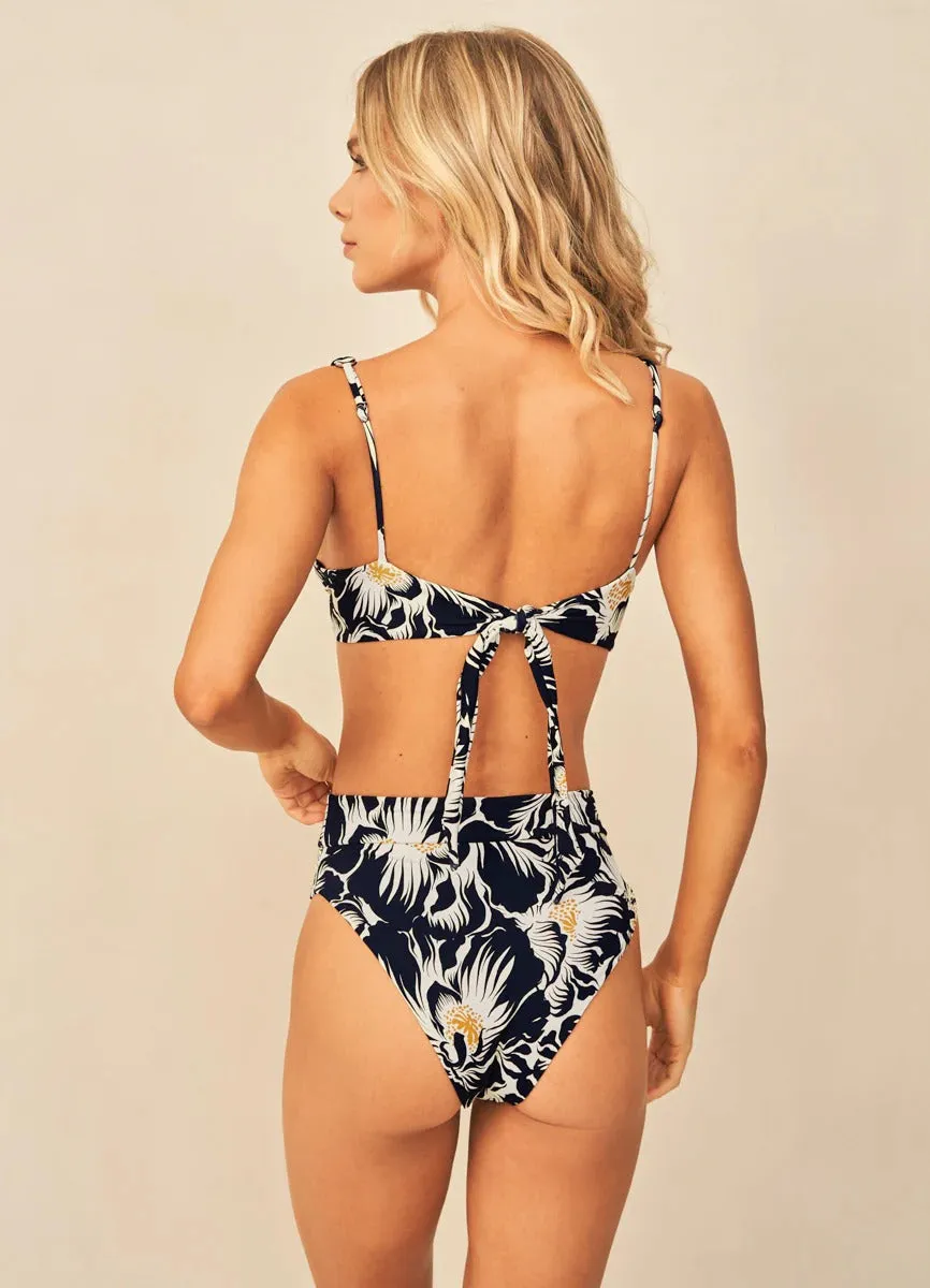 Delft Flowers Suzy Q High-Waist Bikini Bottom