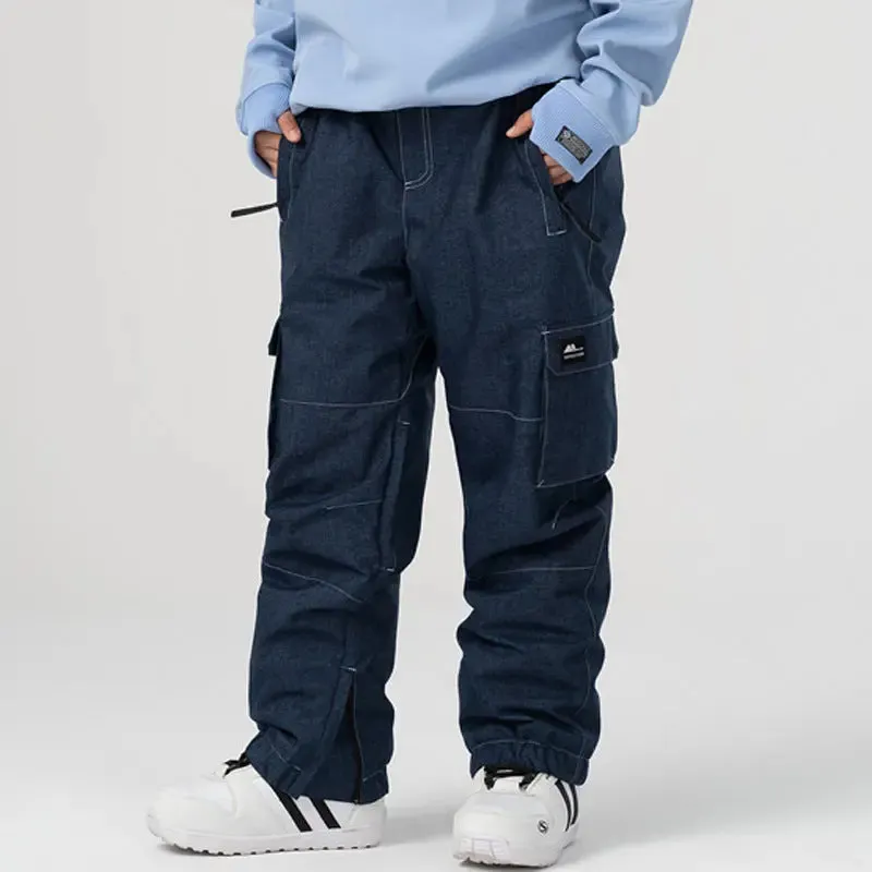 Denim Insulated Snowboarding Pants Anorak Ski Pants