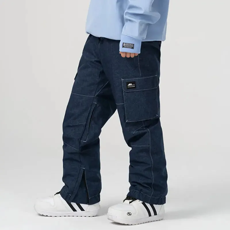 Denim Insulated Snowboarding Pants Anorak Ski Pants