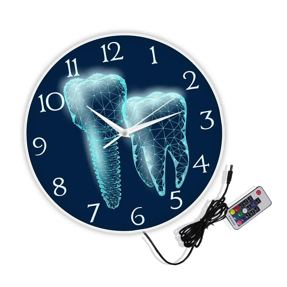 Dentist Molar Tooth Implant LED Sign Wall Clock