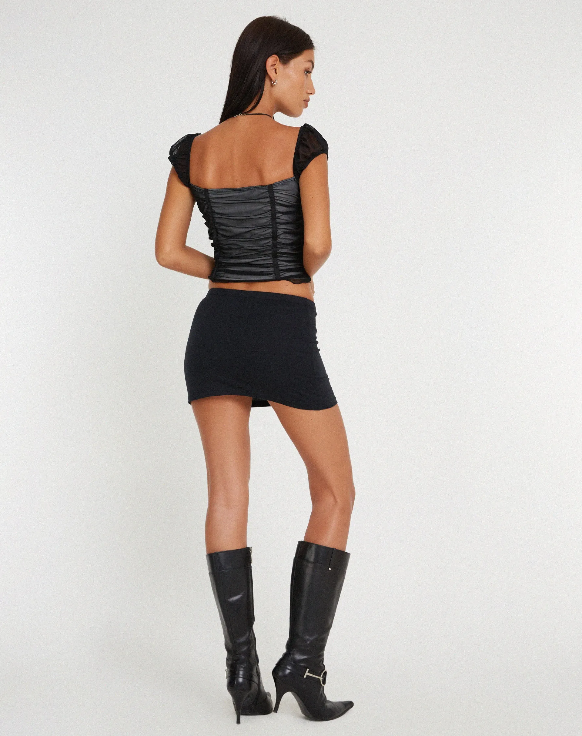 Dinar Crop Top in Black Mesh