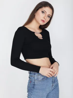 Don’t call me basic black ribbed crop top