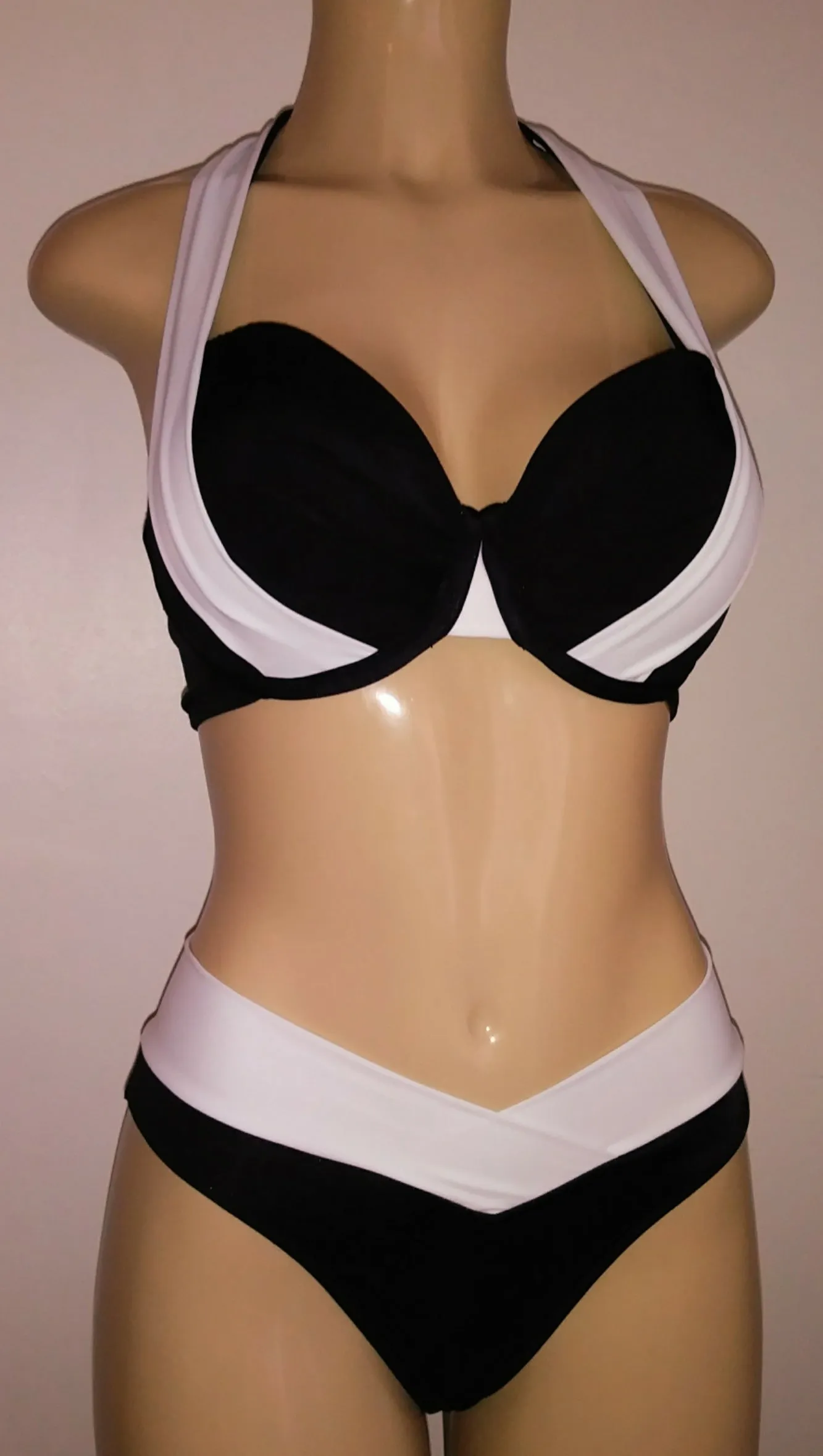 Double Halter Bikini Top and Crisscross High Waist Bikini Bottom