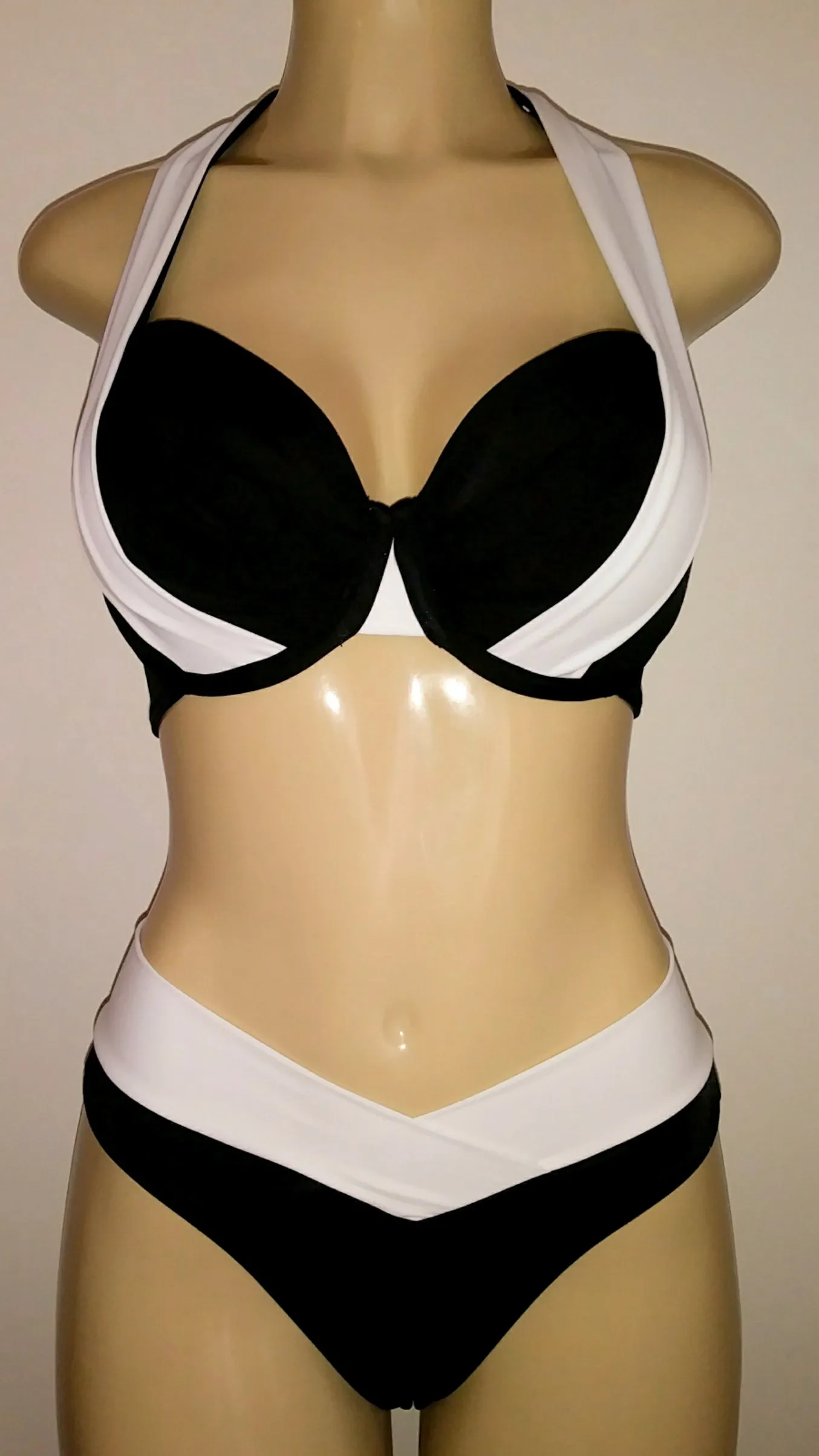 Double Halter Bikini Top and Crisscross High Waist Bikini Bottom
