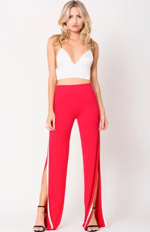 Double Slit Wide Legs Pants