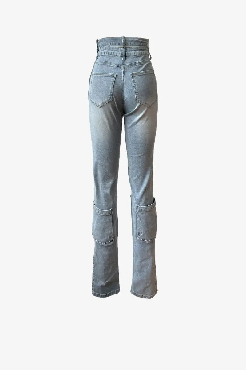Double Waist Bell Bottom Jeans