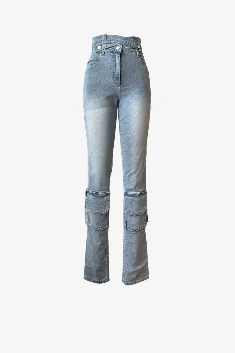 Double Waist Bell Bottom Jeans