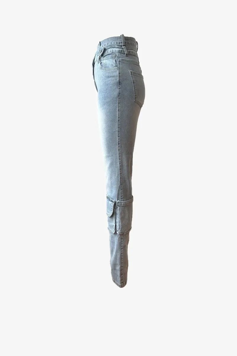 Double Waist Bell Bottom Jeans