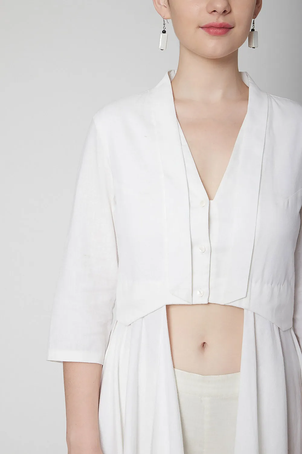 Draped White Kurta With Pants