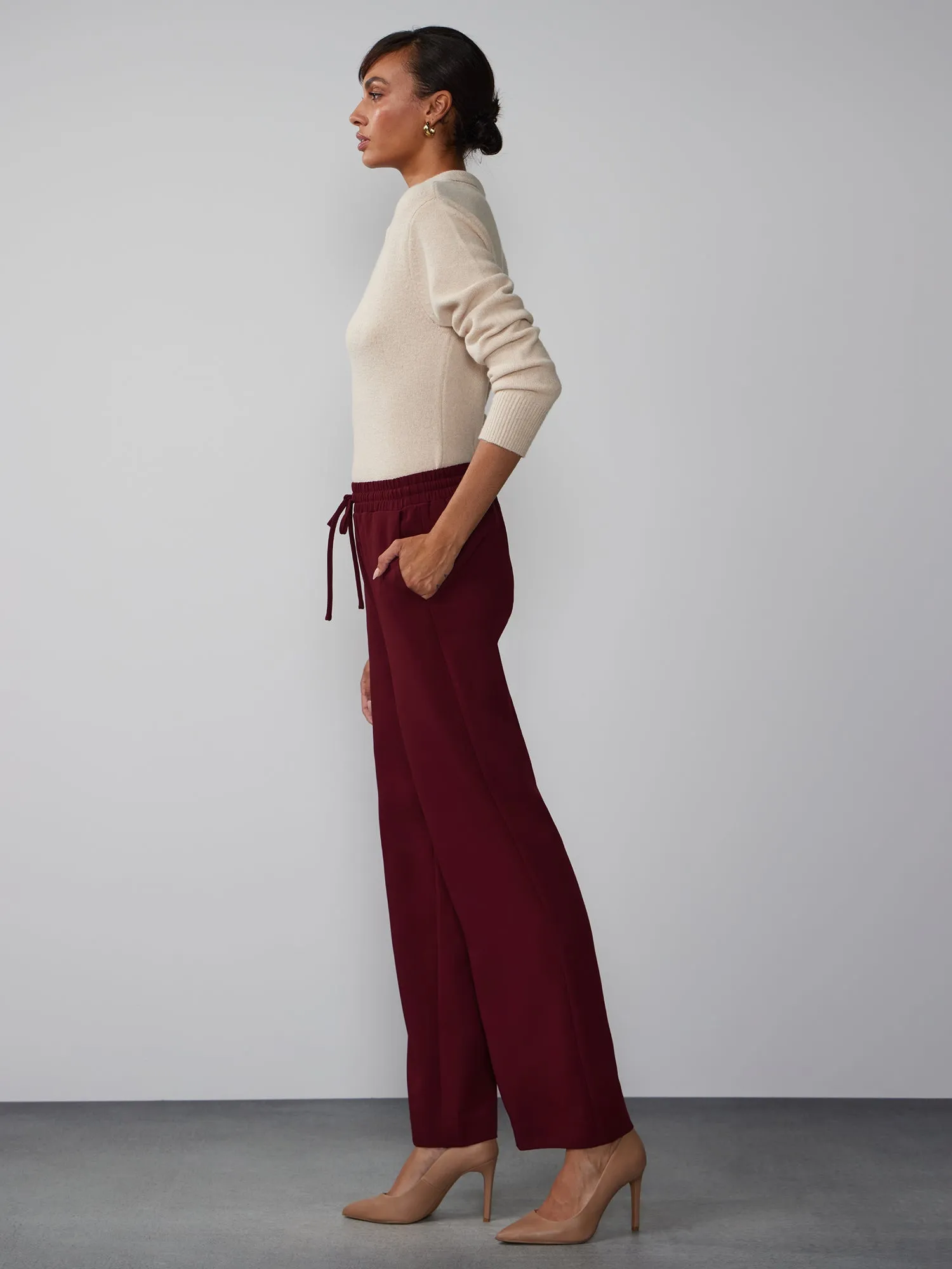 Drawstring Waist Wide Leg Pant