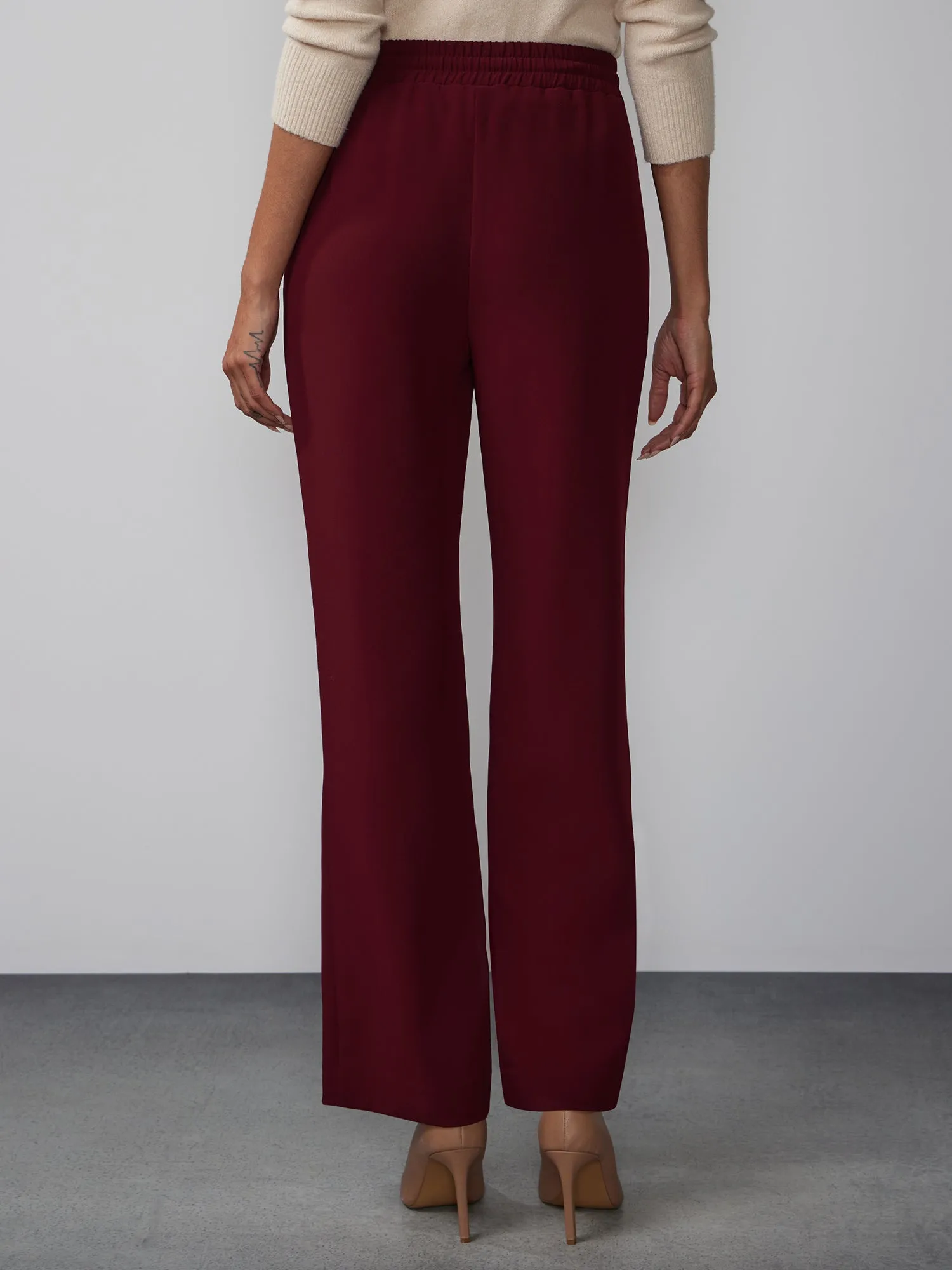 Drawstring Waist Wide Leg Pant
