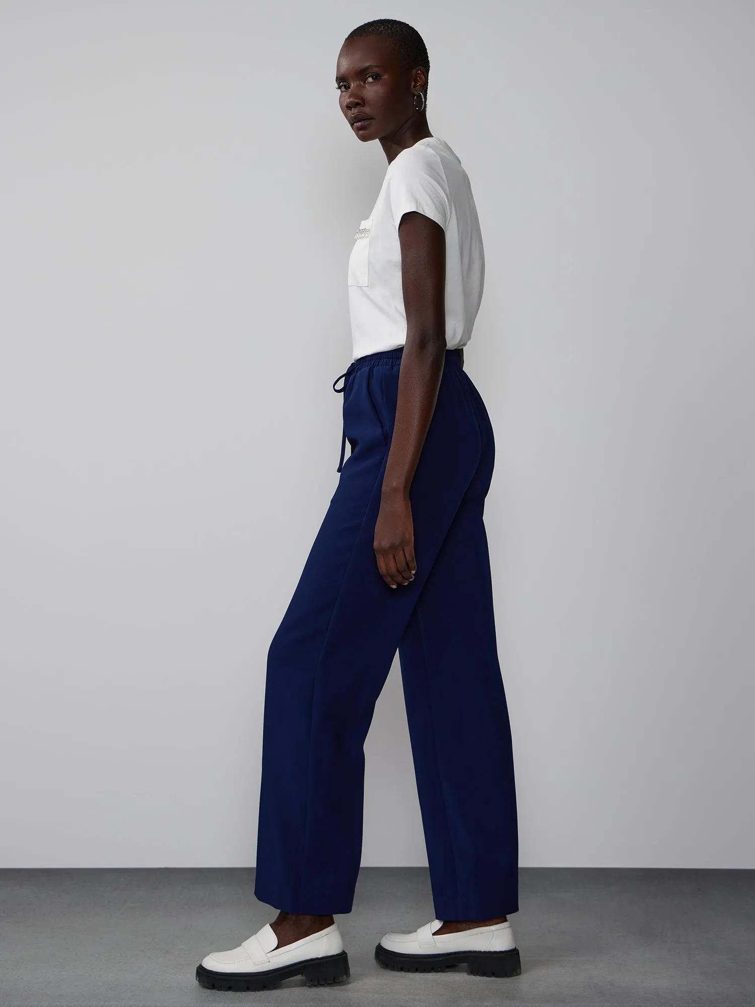 Drawstring Waist Wide Leg Pant