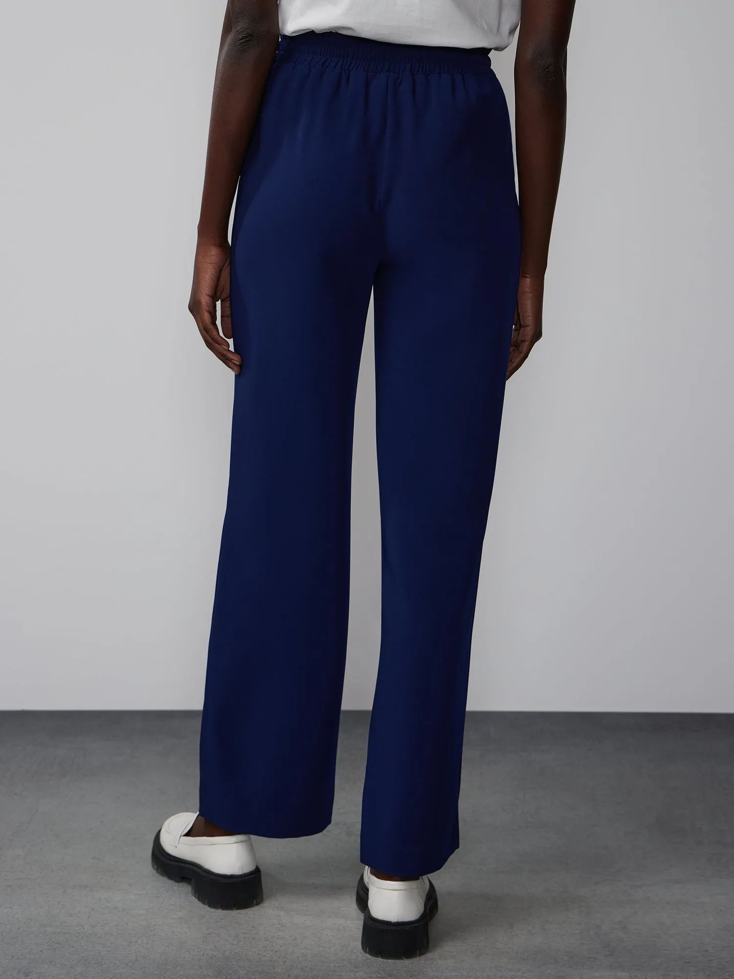 Drawstring Waist Wide Leg Pant