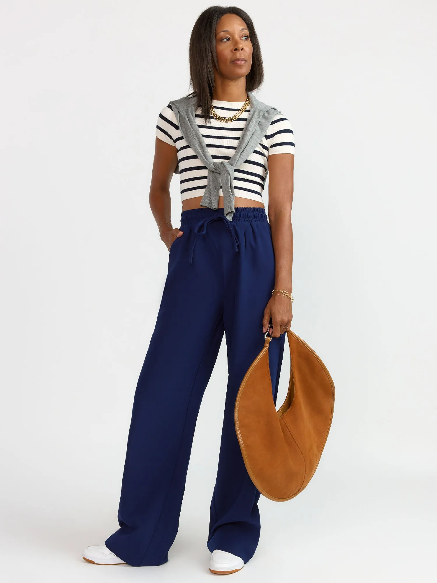 Drawstring Waist Wide Leg Pant