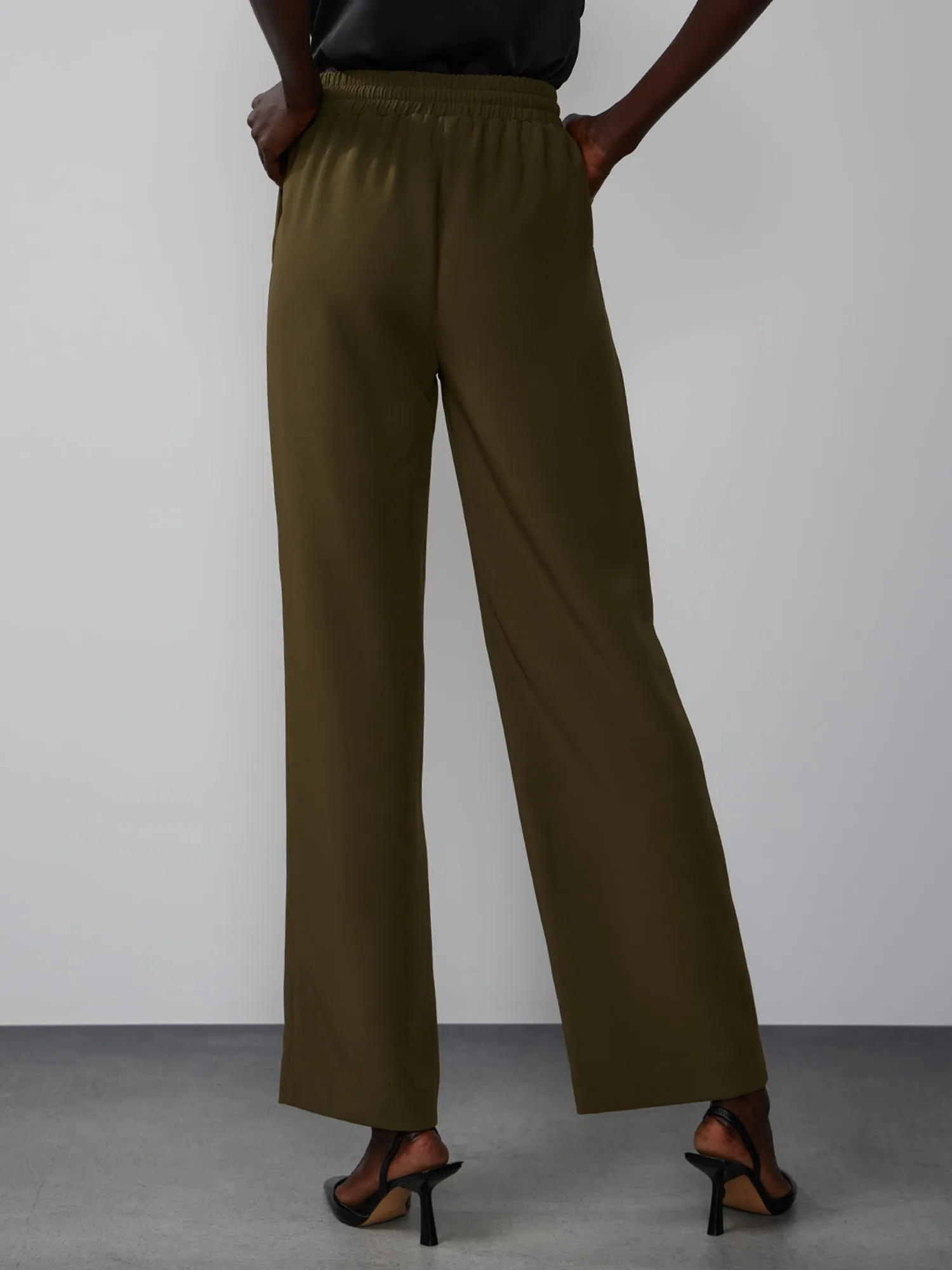 Drawstring Waist Wide Leg Pant