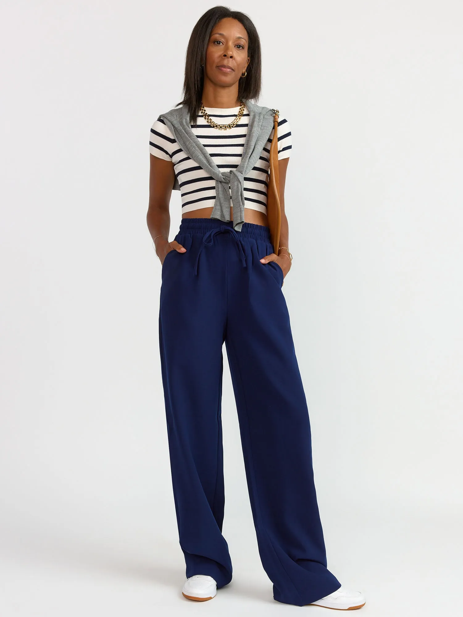 Drawstring Waist Wide Leg Pant