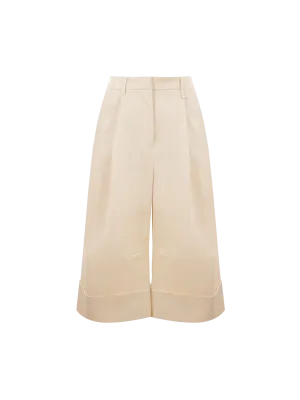Drill Wide-Leg Cropped Trousers