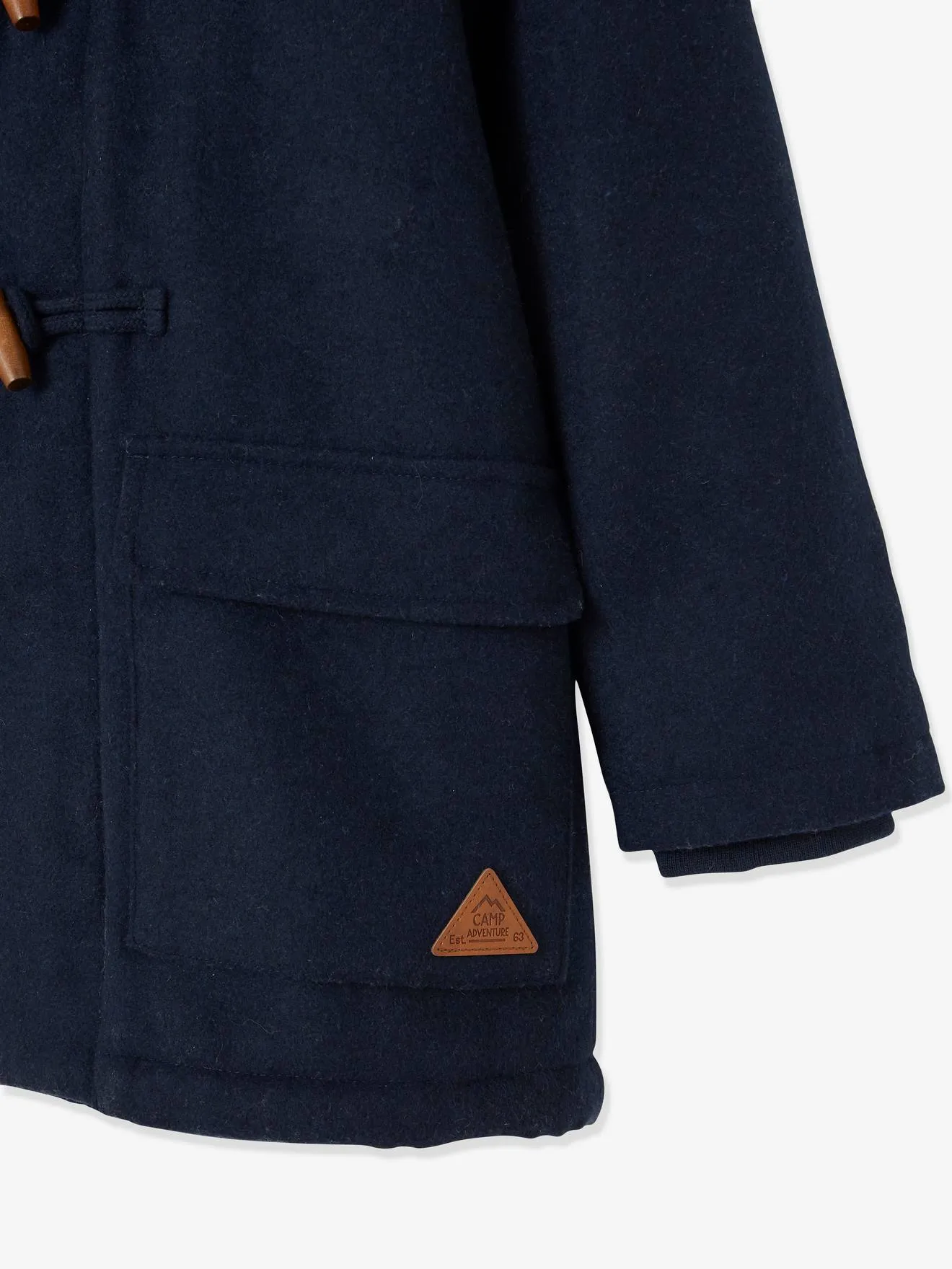 Duffle-coat garçon en drap de laine doublé sherpa encre - Vertbaudet