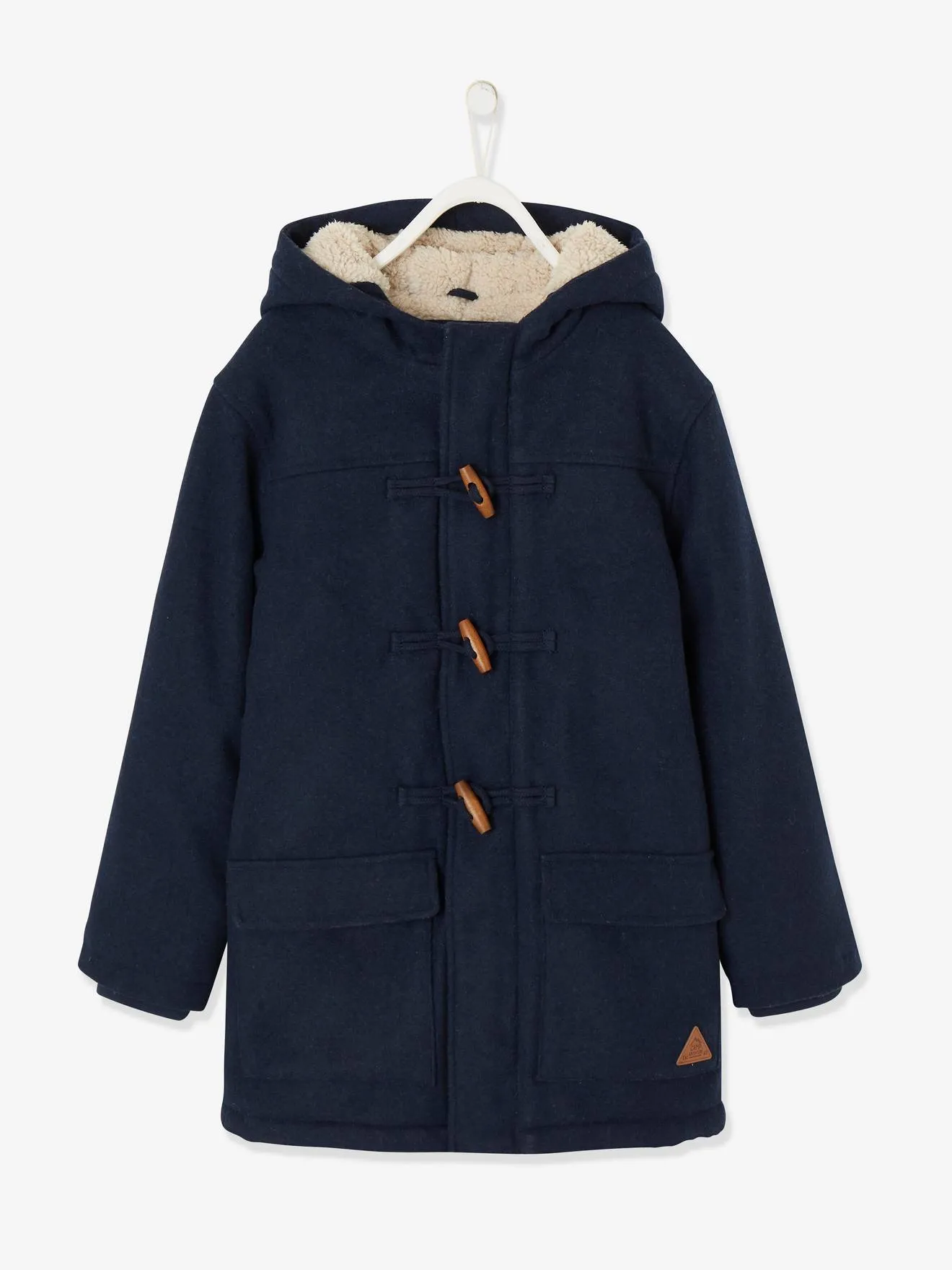 Duffle-coat garçon en drap de laine doublé sherpa encre - Vertbaudet