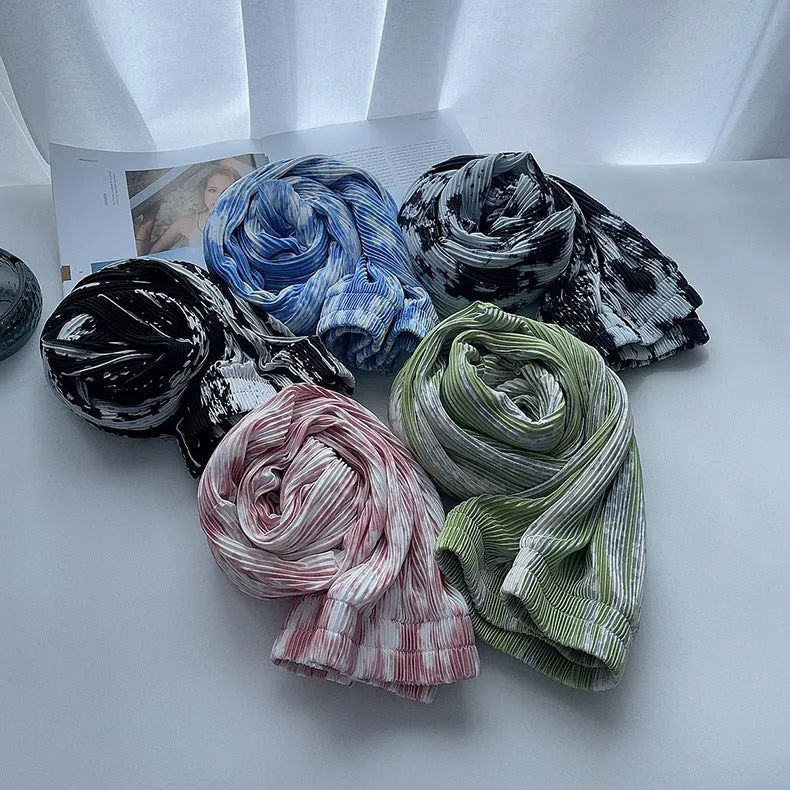 Dye Pleated Wide Leg Pants Women High Waist Drape Straight Loose Casual Floor Length Pants