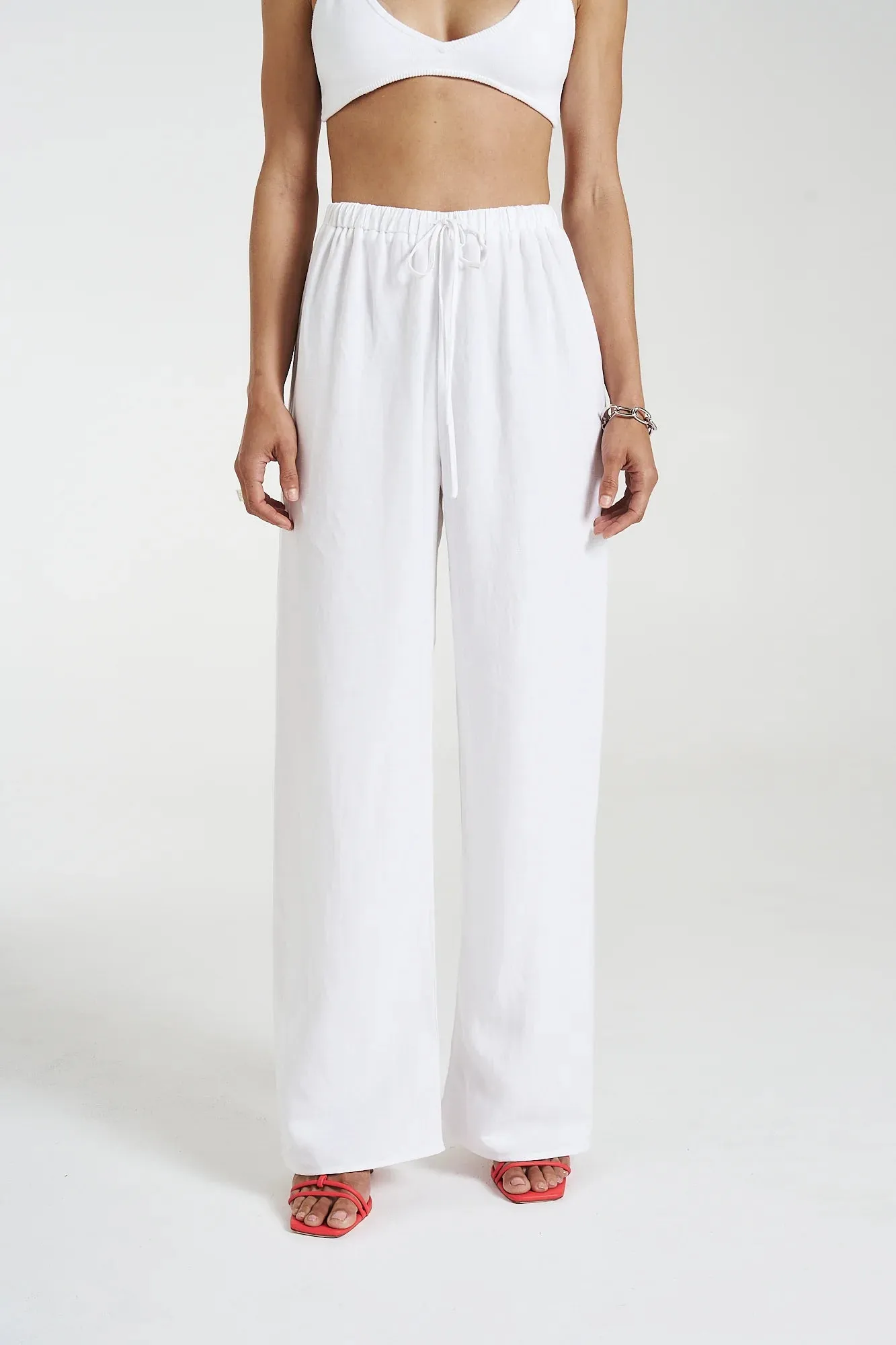 Elastic Waist Pants - Angelic White