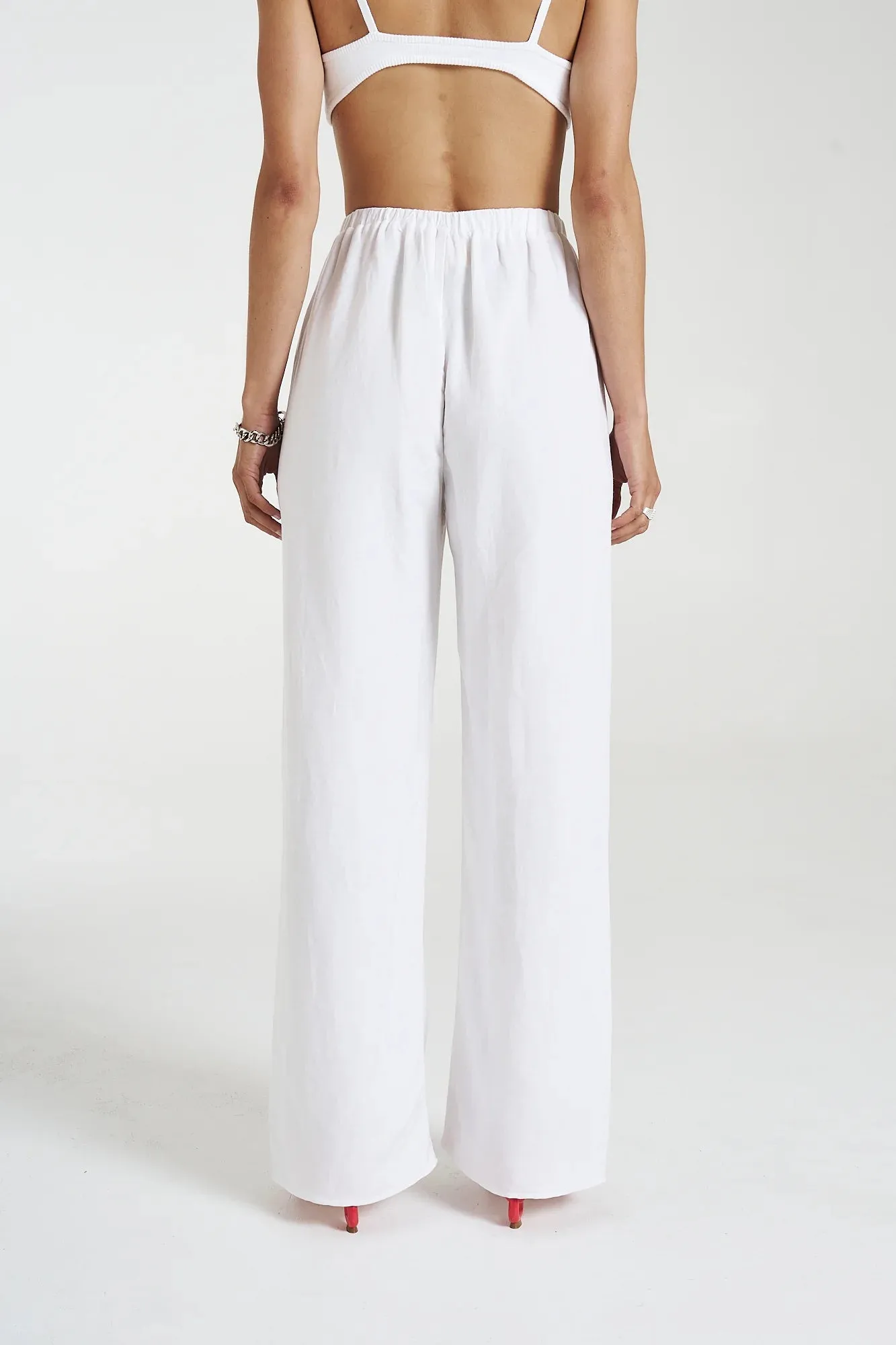 Elastic Waist Pants - Angelic White