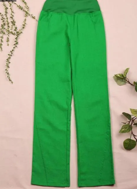 Elastic waist women  Linen pants, wide leg pants casual pants top straight pants loose trousers ( Up to 31" waist)