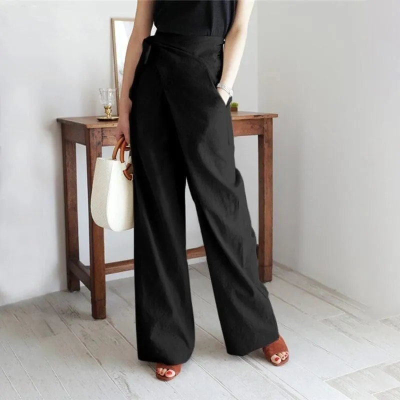 Elegant High Waist Wrap Pants