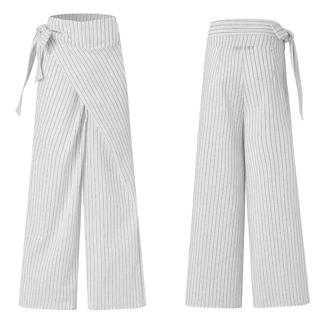 Elegant High Waist Wrap Pants