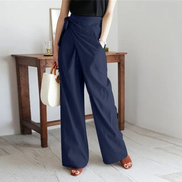 Elegant High Waist Wrap Pants