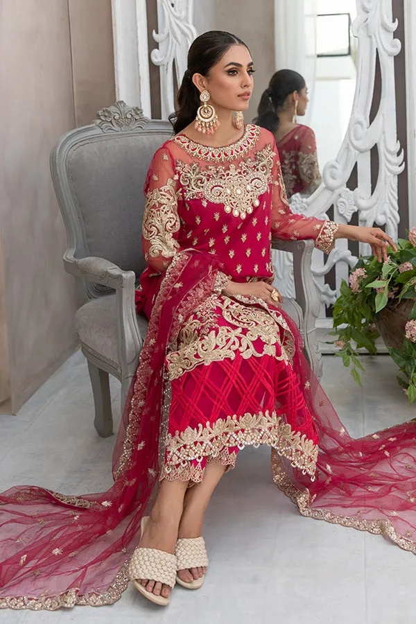 Embellished Rose Red Salwar Kameez Pakistani Eid Dress