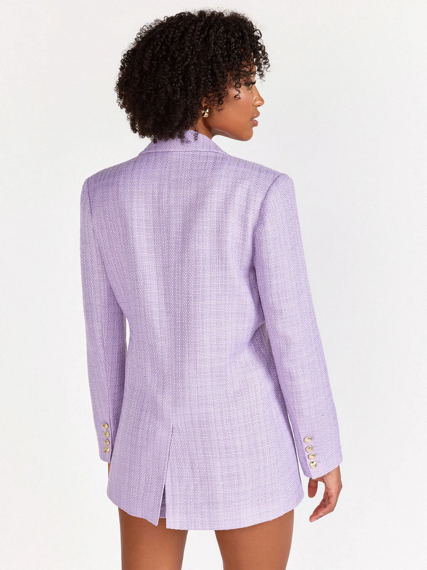 Endless Blu Long Sleeve Peak Lapel Tweed Blazer - Brands We Love