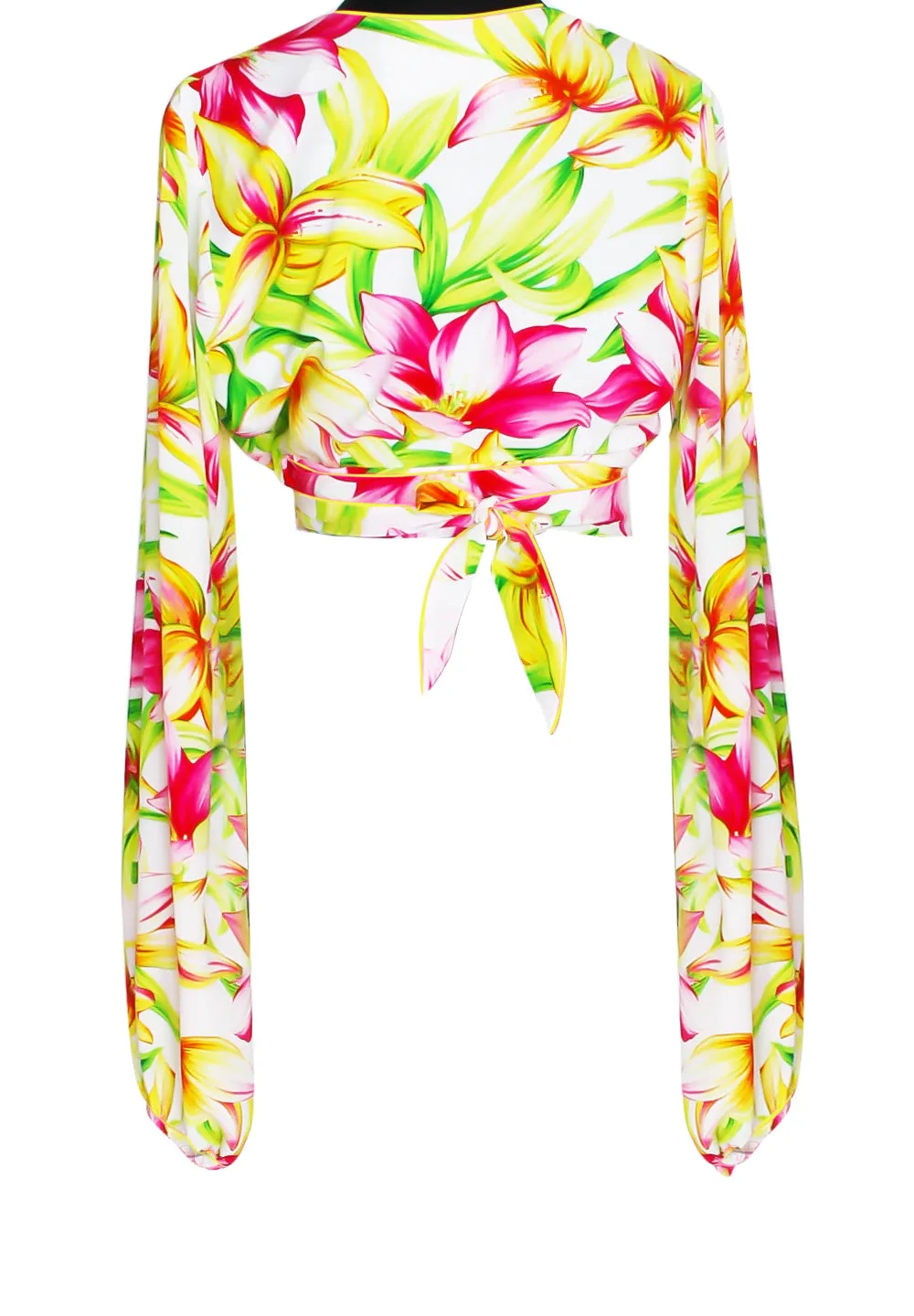 Euphoria - Floral Love Cropped Blouse (Neon Yellow)